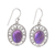 Amethyst dangle earrings, 'Wise Lotus' - High Polished Floral Natural Amethyst Dangle Earrings