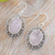 Rose quartz dangle earrings, 'Unconditional Lotus' - High Polished Floral Natural Rose Quartz Dangle Earrings