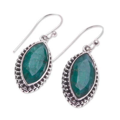 Sillimanite dangle earrings, 'Victorious Green' - Five-Carat Marquise-Shaped Green Sillimanite Dangle Earrings