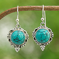 Sterling silver dangle earrings, 'The Lagoon Princess'