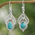 Blue topaz dangle earrings, 'The Lagoon Romance' - Blue Topaz and Reconstituted Turquoise Dangle Earrings