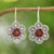 Garnet drop earrings, 'Passion Bloom' - Polished Flower-Shaped Natural Garnet Drop Earrings