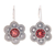 Garnet drop earrings, 'Passion Bloom' - Polished Flower-Shaped Natural Garnet Drop Earrings