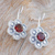 Garnet drop earrings, 'Passion Bloom' - Polished Flower-Shaped Natural Garnet Drop Earrings