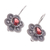 Garnet drop earrings, 'Passion Bloom' - Polished Flower-Shaped Natural Garnet Drop Earrings