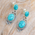 Sterling silver dangle earrings, 'Antique Lagoon' - Polished Classic Reconstituted Turquoise Dangle Earrings