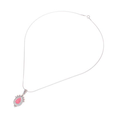 Halskette mit Sillimanit-Anhänger - Facettierte einkarätige Halskette mit rosafarbenem Sillimanit-Anhänger