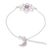 Amethyst pendant bracelet, 'Sense of Purple Calm' - Polished Lotus-Themed Amethyst Pendant Bracelet