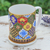 Benjarong porcelain lidded mug, 'Thai Splendor' - Gilded Hand-Painted Benjarong Porcelain Mug with Lid