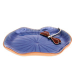 Celadon ceramic catchall, 'Delightful Dragonfly' - Blue Celadon Ceramic Catchall with Red Dragonfly Accent