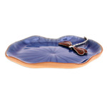 Celadon ceramic catchall, 'Delightful Dragonfly' - Blue Celadon Ceramic Catchall with Red Dragonfly Accent