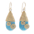 Magnesite and brass dangle earrings, 'Peaceful Swirls' - Polished Brass Dangle Earrings with Light Blue Magnesite