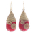 Magnesite and brass dangle earrings, 'Passionate Swirls' - Polished Brass Dangle Earrings with Red Magnesite Jewels