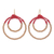 Brass beaded dangle earrings, 'My Romantic Aura' - Polished Brass Beaded Dangle Earrings in Red thumbail