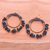 Magnesite beaded dangle earrings, 'Shadow Goddess' - Polished Brass and Black Magnesite Beaded Dangle Earrings (image 2b) thumbail