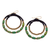 Magnesite beaded dangle earrings, 'Green Glam' - Green Magnesite & Brass Beaded Double Hoop Dangle Earrings