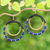 Magnesite beaded dangle earrings, 'Indigo Glam' - Blue Magnesite & Brass Beaded Double Hoop Dangle Earrings