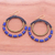 Magnesite beaded dangle earrings, 'Indigo Glam' - Blue Magnesite & Brass Beaded Double Hoop Dangle Earrings