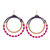 Magnesite beaded dangle earrings, 'Magenta Glam' - Purple Magnesite & Brass Beaded Double Hoop Dangle Earrings