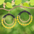 Magnesite beaded dangle earrings, 'Yellow Glam' - Yellow Magnesite & Brass Beaded Double Hoop Dangle Earrings