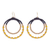 Magnesite beaded dangle earrings, 'Yellow Glam' - Yellow Magnesite & Brass Beaded Double Hoop Dangle Earrings