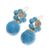 Magnesite beaded dangle earrings, 'Cyan Bloom' - Magnesite Beaded Floral Dangle Earrings with Brass Spirals