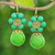 Magnesite beaded dangle earrings, 'Green Bloom' - Green Magnesite Floral Dangle Earrings with Brass Spirals (image 2) thumbail