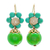 Magnesite beaded dangle earrings, 'Green Bloom' - Green Magnesite Floral Dangle Earrings with Brass Spirals