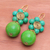 Magnesite beaded dangle earrings, 'Green Bloom' - Green Magnesite Floral Dangle Earrings with Brass Spirals (image 2b) thumbail