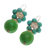 Pendientes colgantes con cuentas de magnesita, 'Green Bloom' - Pendientes colgantes florales de magnesita verde con espirales de latón