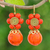 Pendientes colgantes con cuentas de magnesita - Pendientes colgantes florales de magnesita naranja con espirales de latón
