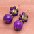 Magnesite beaded dangle earrings, 'Violet Bloom' - Purple Magnesite Floral Dangle Earrings with Brass Spirals