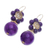 Pendientes colgantes con cuentas de magnesita - Pendientes colgantes florales de magnesita púrpura con espirales de latón