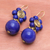 Pendientes colgantes con cuentas de magnesita - Pendientes colgantes florales de magnesita azul con espirales de latón