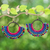 Magnesite beaded macrame dangle earrings, 'Oneiric Nimbus' - Blue Macrame Dangle Earrings with Colorful Magnesite Beads