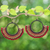 Magnesite beaded macrame dangle earrings, 'Passionate Nimbus' - Brown Macrame Dangle Earrings with Red Magnesite Beads
