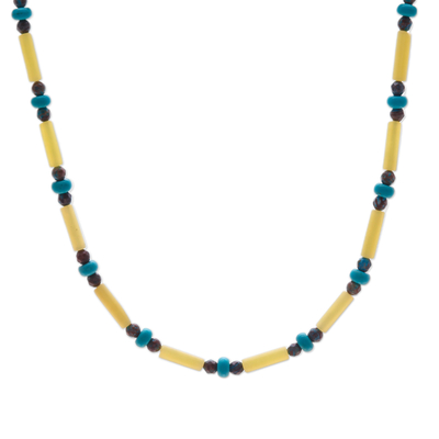 Multi-gemstone beaded necklace, 'Green Spells' - Lemon Quartz, Jasper and Howlite Beaded Necklace