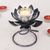 Teelichthalter aus Stahl und Eisen - Lotusblüten-Teelichthalter aus Stahl und Eisen in Silber und Schwarz