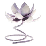Steel and iron tealight holder, 'Lotus Flame in Purple' - Handmade Steel & Iron Lotus Flower Tealight Holder in Purple