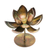 Iron tealight holder, 'Antique Lotus Benison' - Handmade Lotus-Shaped Antique Golden Steel Tealight Holder