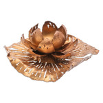 Iron tealight holder, 'Heaven's Lotus' - Golden-Toned Lotus-Themed Iron Tealight Candleholder