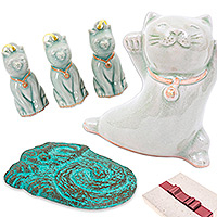 Set de regalo seleccionado - Set de regalo de gato curado con figurita de arte de pared y 3 adornos