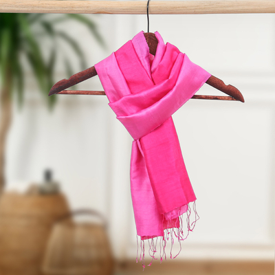 Curated gift set, 'Something Pink' - Cotton Bag Silk Scarf Eco-Friendly Necklace Curated Gift Set