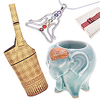 Kuratiertes Geschenkset „Mindfulness“ – Halskette, Teelichthalter und Yogamatten-Tasche, kuratiertes Geschenkset