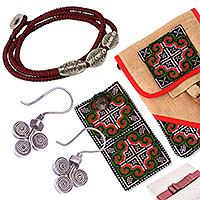 Curated gift set, 'Hill Tribe Vibes' - Hill Tribe-Themed Bags and jewellery Curated Gift Set