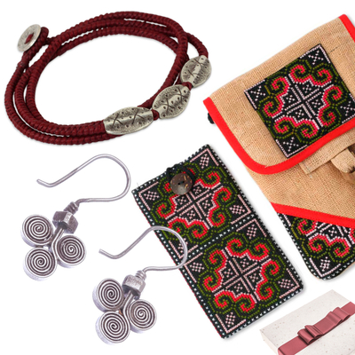 Curated gift set, 'Hill Tribe Vibes' - Hill Tribe-Themed Bags and Jewelry Curated Gift Set