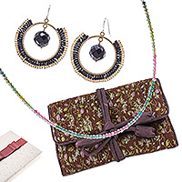 Curated gift set, 'Just for Her' - Curated Gift Set with Necklace Earrings and jewellery Roll