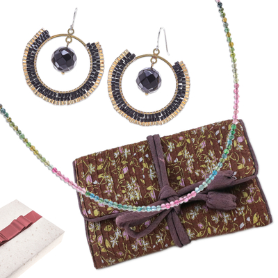 Curated gift set, 'Just for Her' - Curated Gift Set with Necklace Earrings and Jewelry Roll