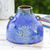 Ceramic vase, 'Blue Mother Nature' - Handmade Nature-Inspired Blue Ceramic Vase with Leafy Motifs