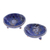 Ceramic bowls, 'Zen Blue Delights' (pair) - Pair of Handcrafted Floral Ceramic Bowls in Blue Hues